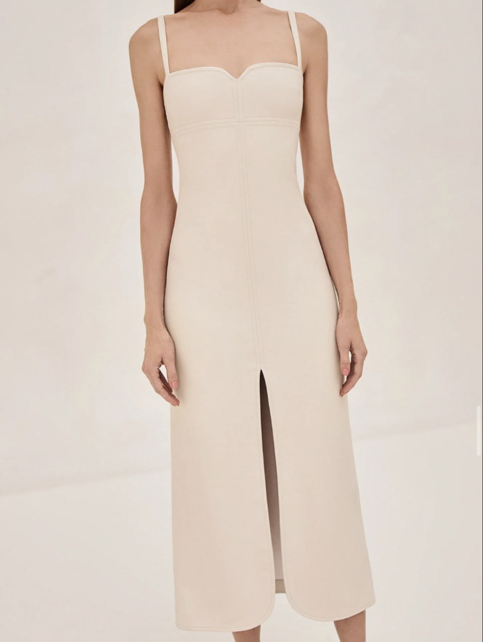 Beige Sweetheart Midi Dress