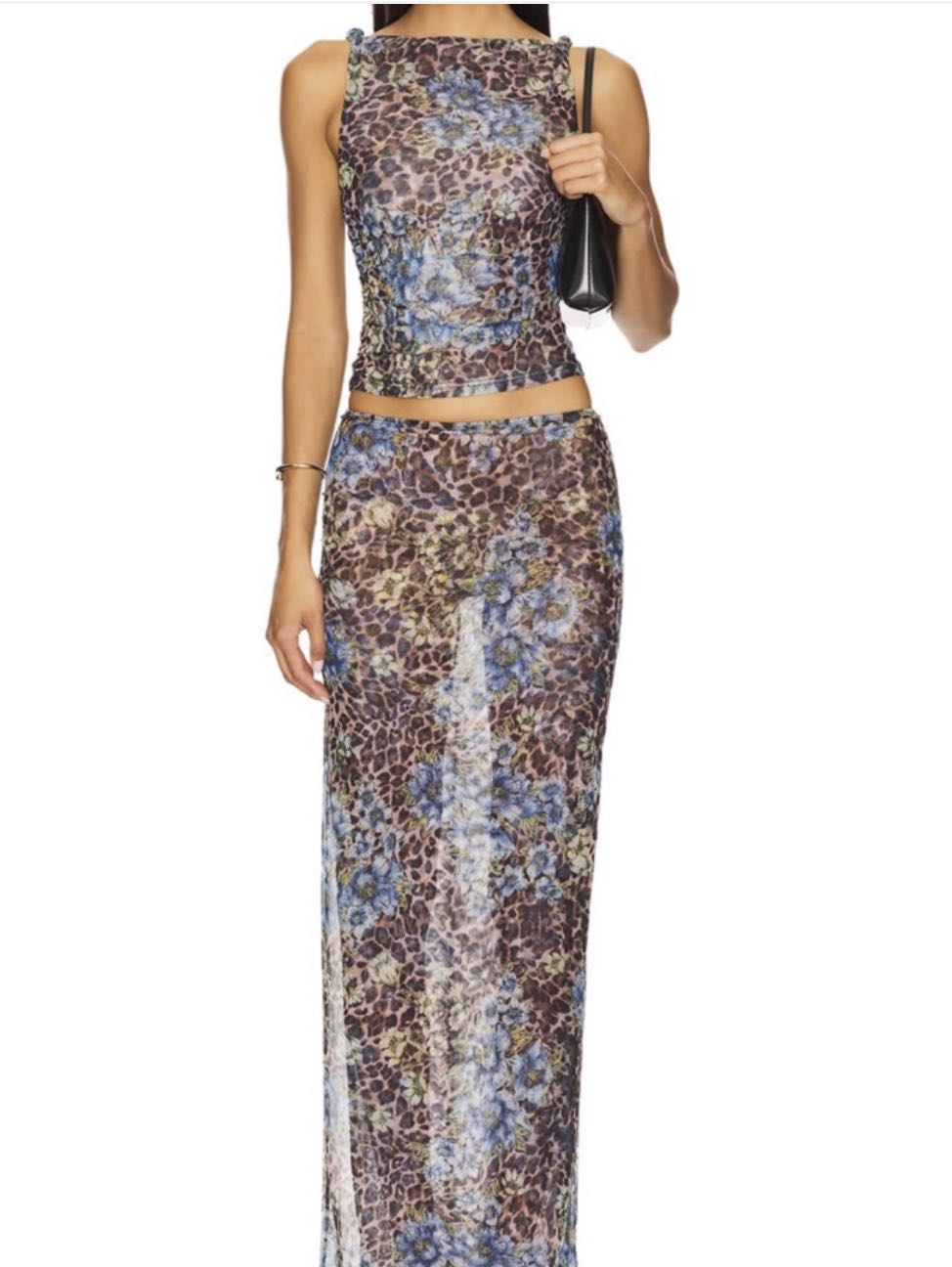 Sheer Floral Animal Print Set