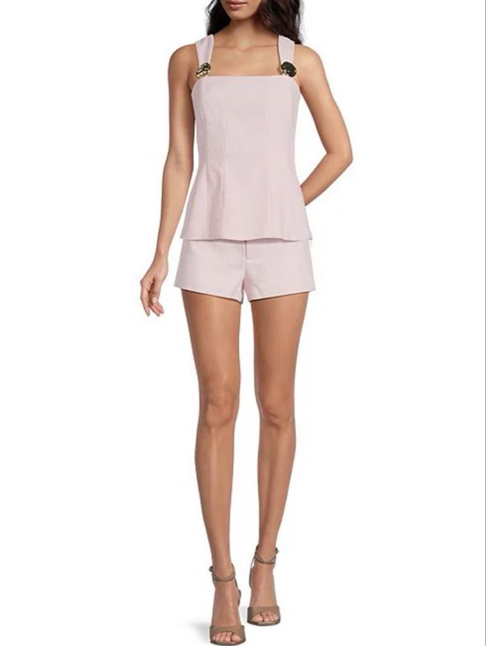 Pink Tweed Bow Back Top & Shorts Set