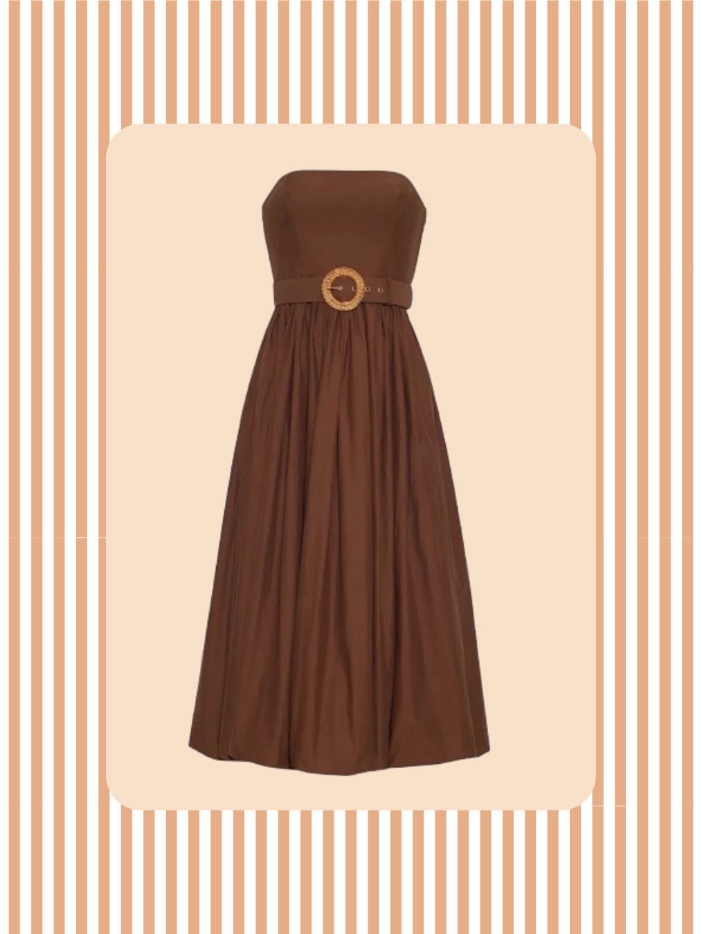 Strapless Midi Dress with Belt