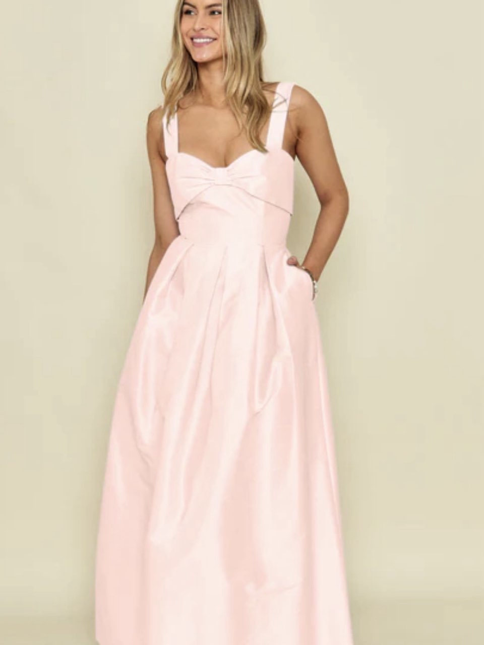 Pink Bow-Front Maxi Dress