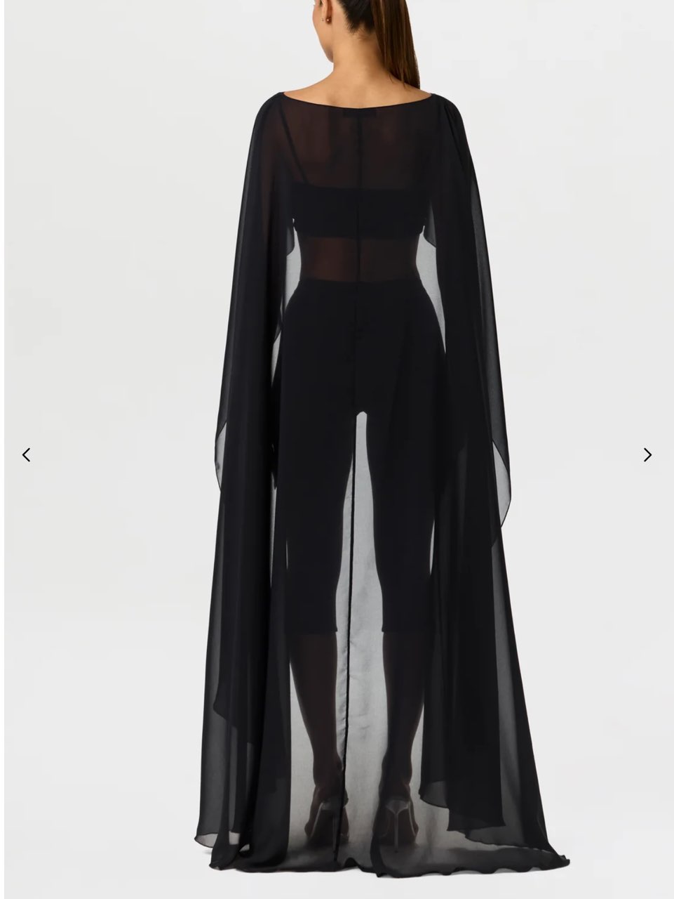 Black Chiffon Cape Crop Top