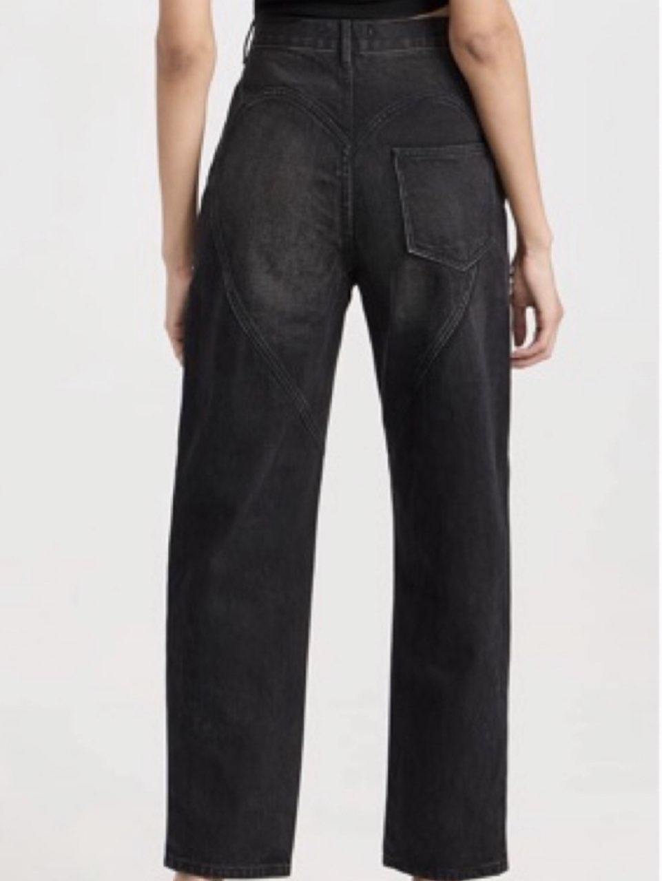 AREA Crystal Cut-Out Straight Leg Jeans