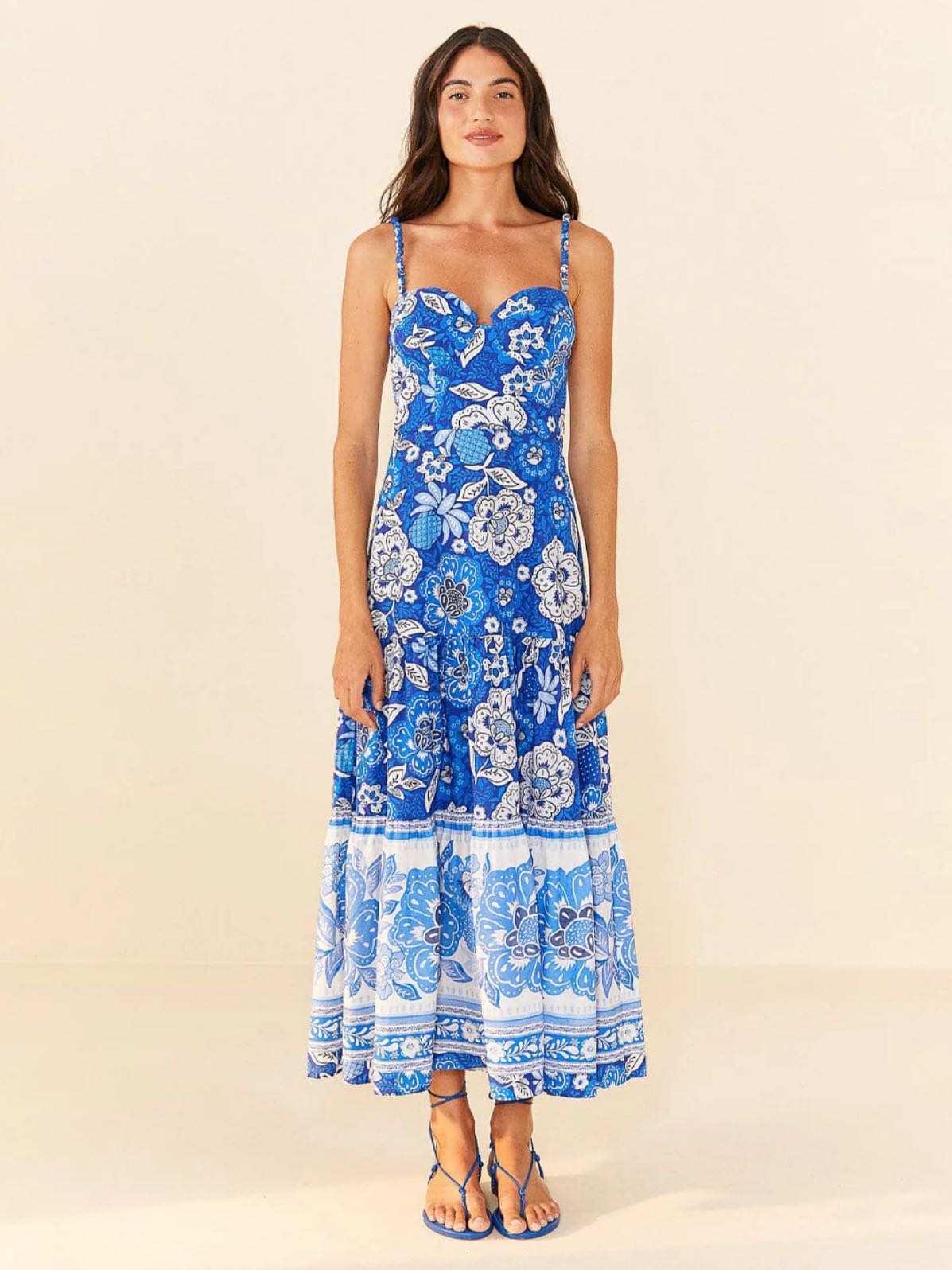 Blue Full of Flowers Midi Dress