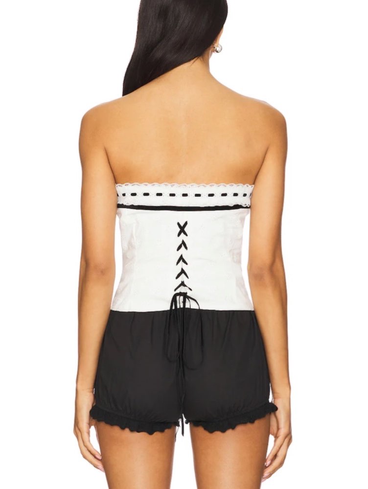 White Strapless Corset Top with Bow Detail