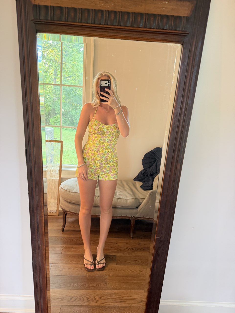 Yellow Floral Halter Romper