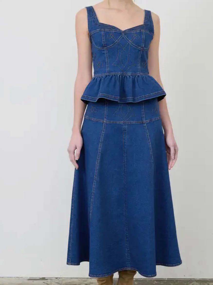 Embroidered Denim Set