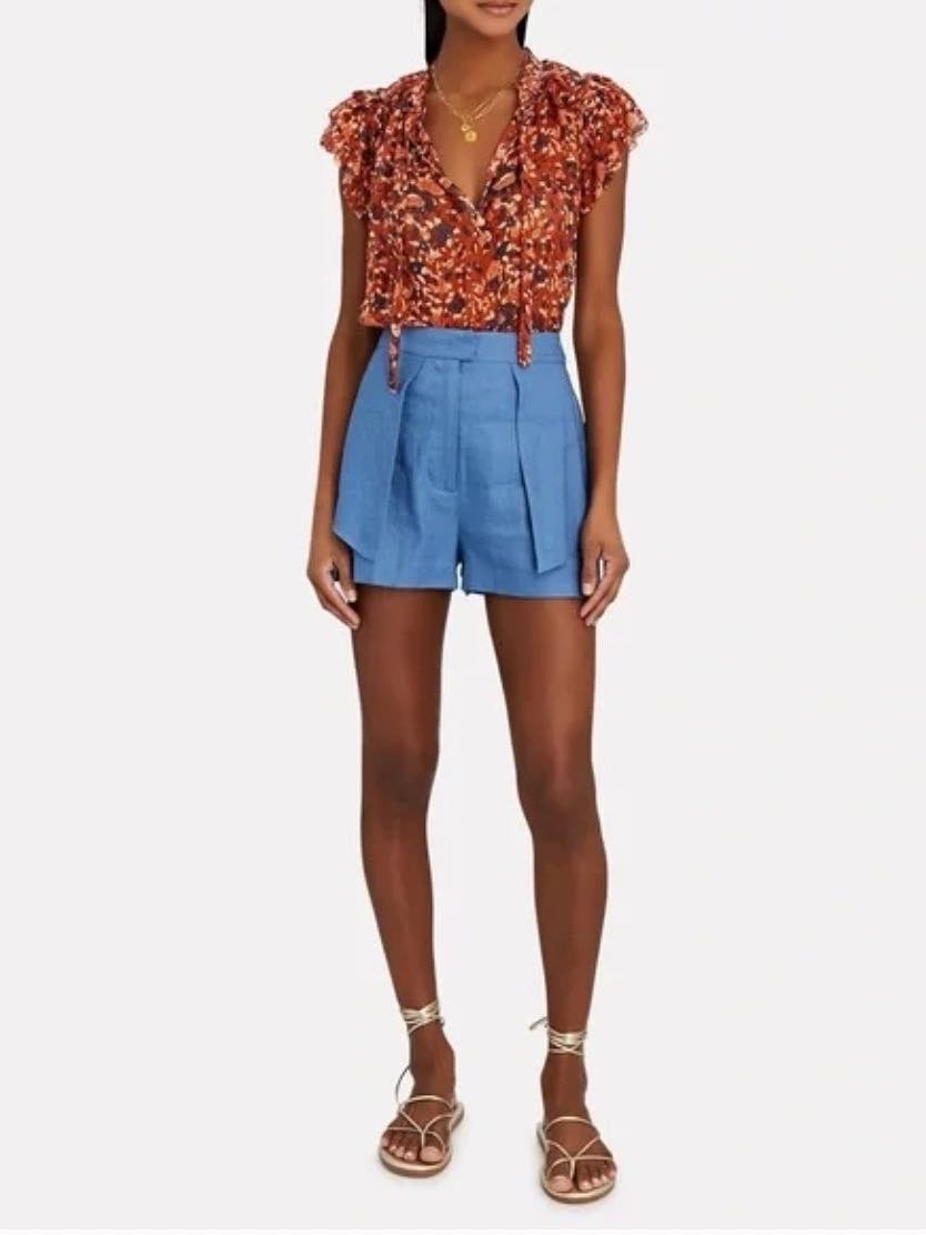 Blue linen shorts
