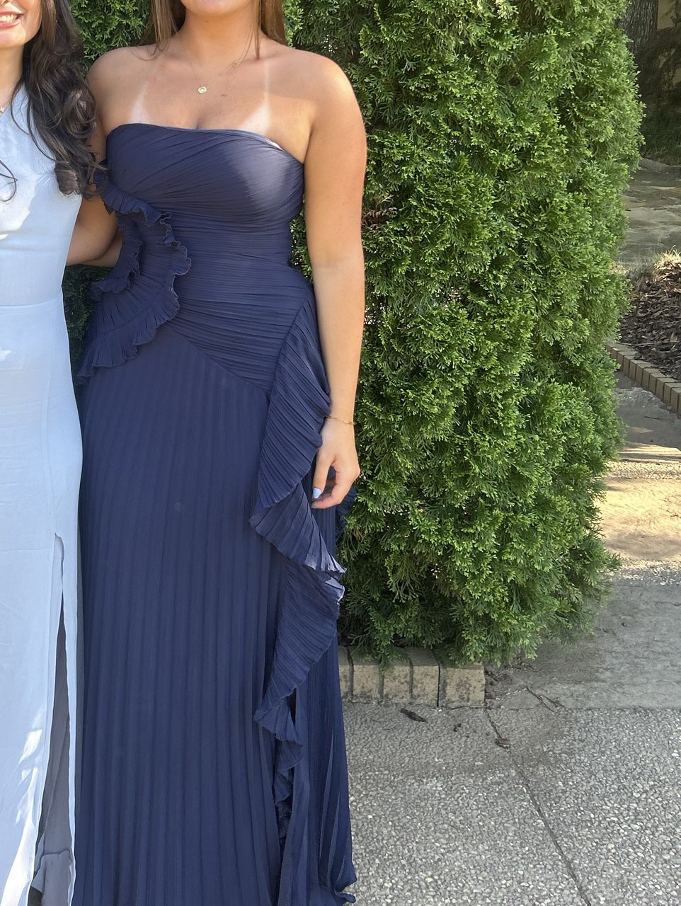 Navy Blue Ruffle Floral Dress
