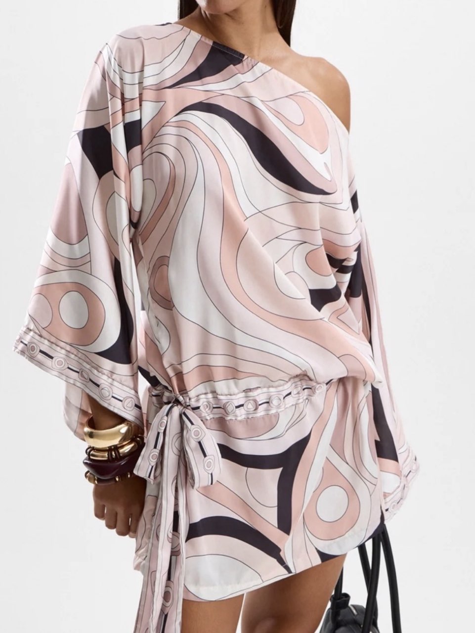 Cin Cin Abstract Print One-Shoulder Mini Dress