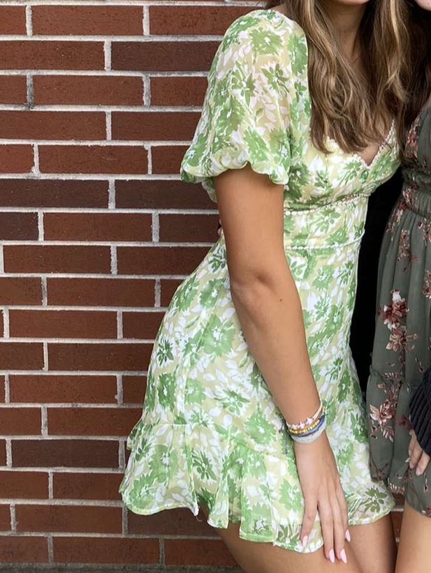 Green Floral Mini Dress