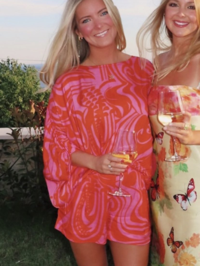 Pink and Orange Swirl Print Top and Shorts Set