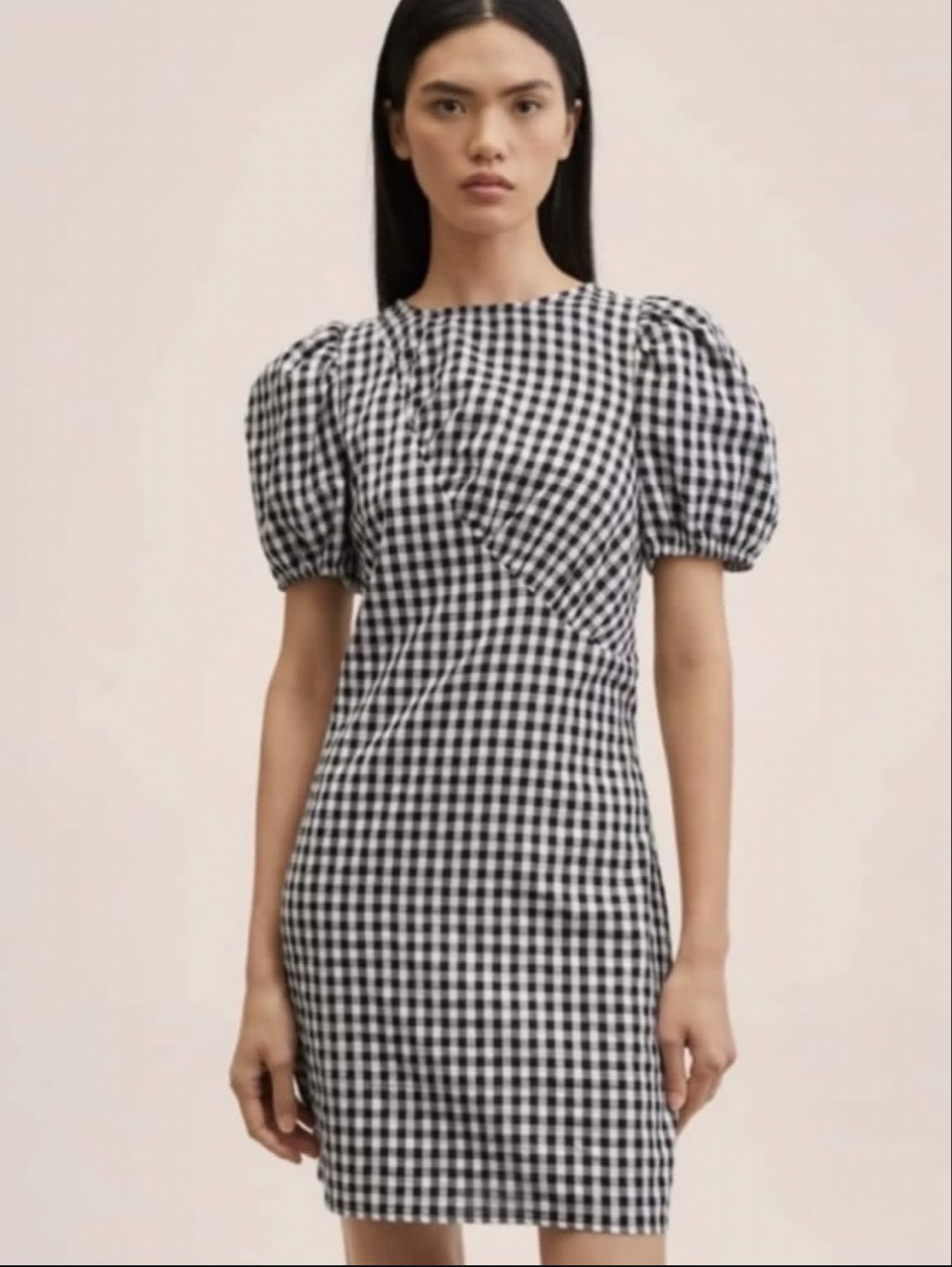 Gingham Puff Sleeve Mini Dress