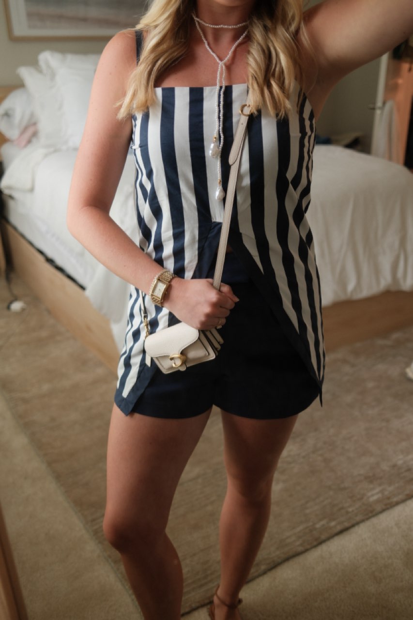 Navy and White Striped top