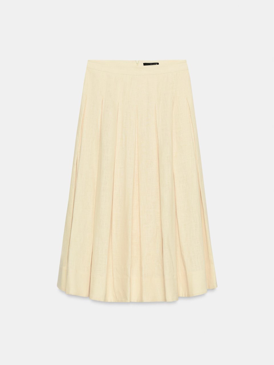 Butter yellow pleated midi skirt