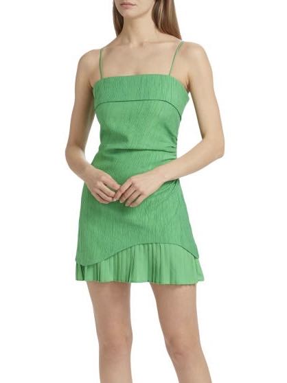 AMUR Lienna Crinkled Plissé-Hem Minidress