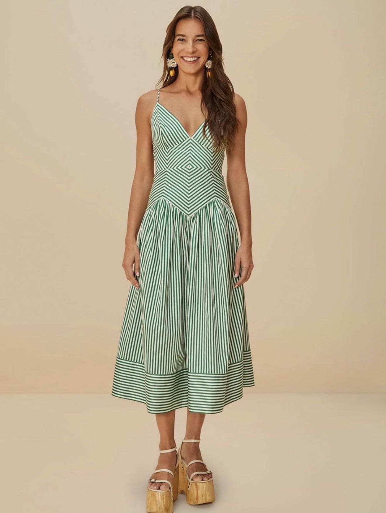 Striped Sleeveless Midi-Dress