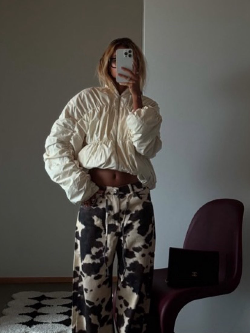 Cow Print Wide-Leg Pants