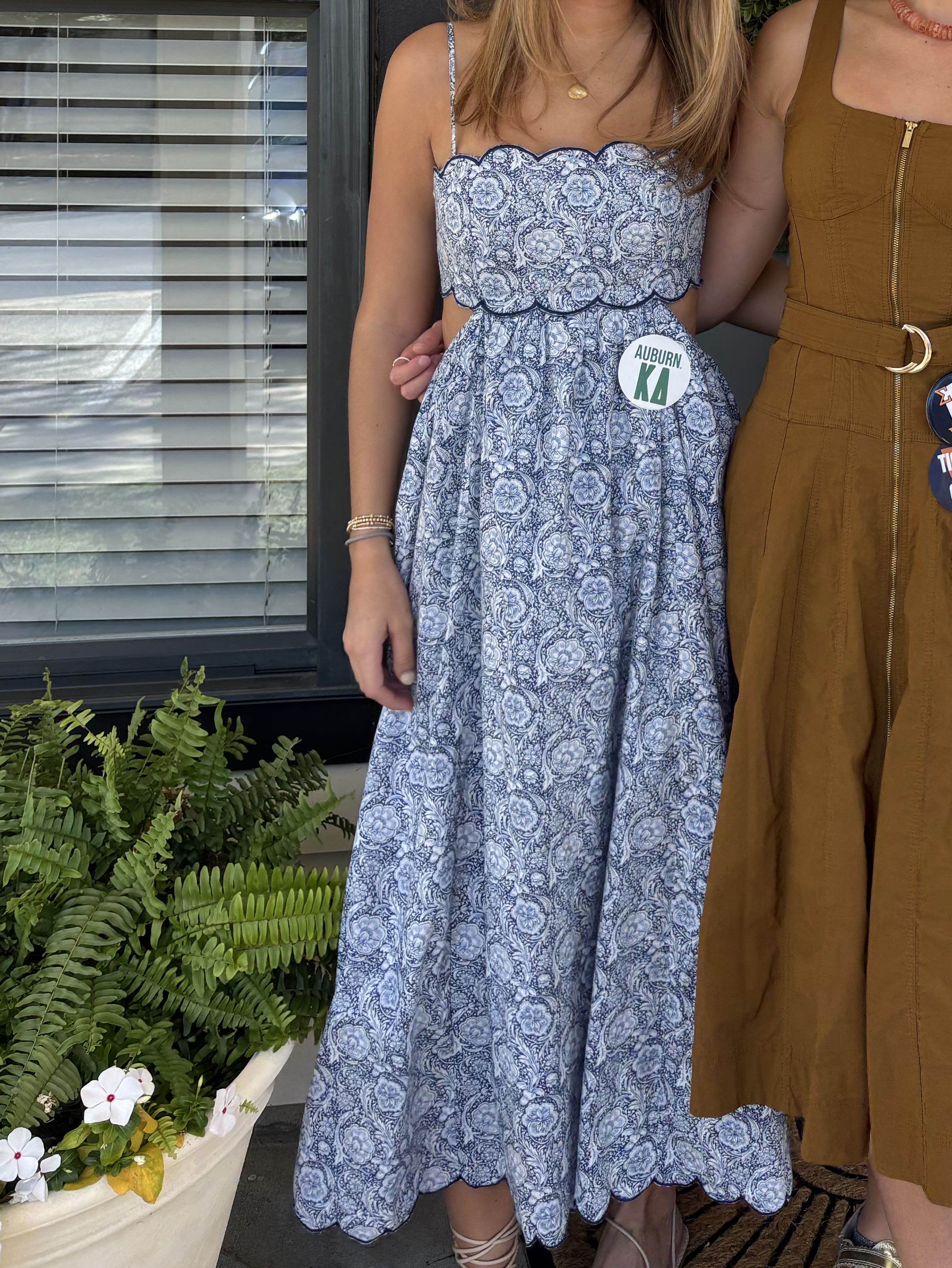English Connection Blue Scalloped Midi Dress