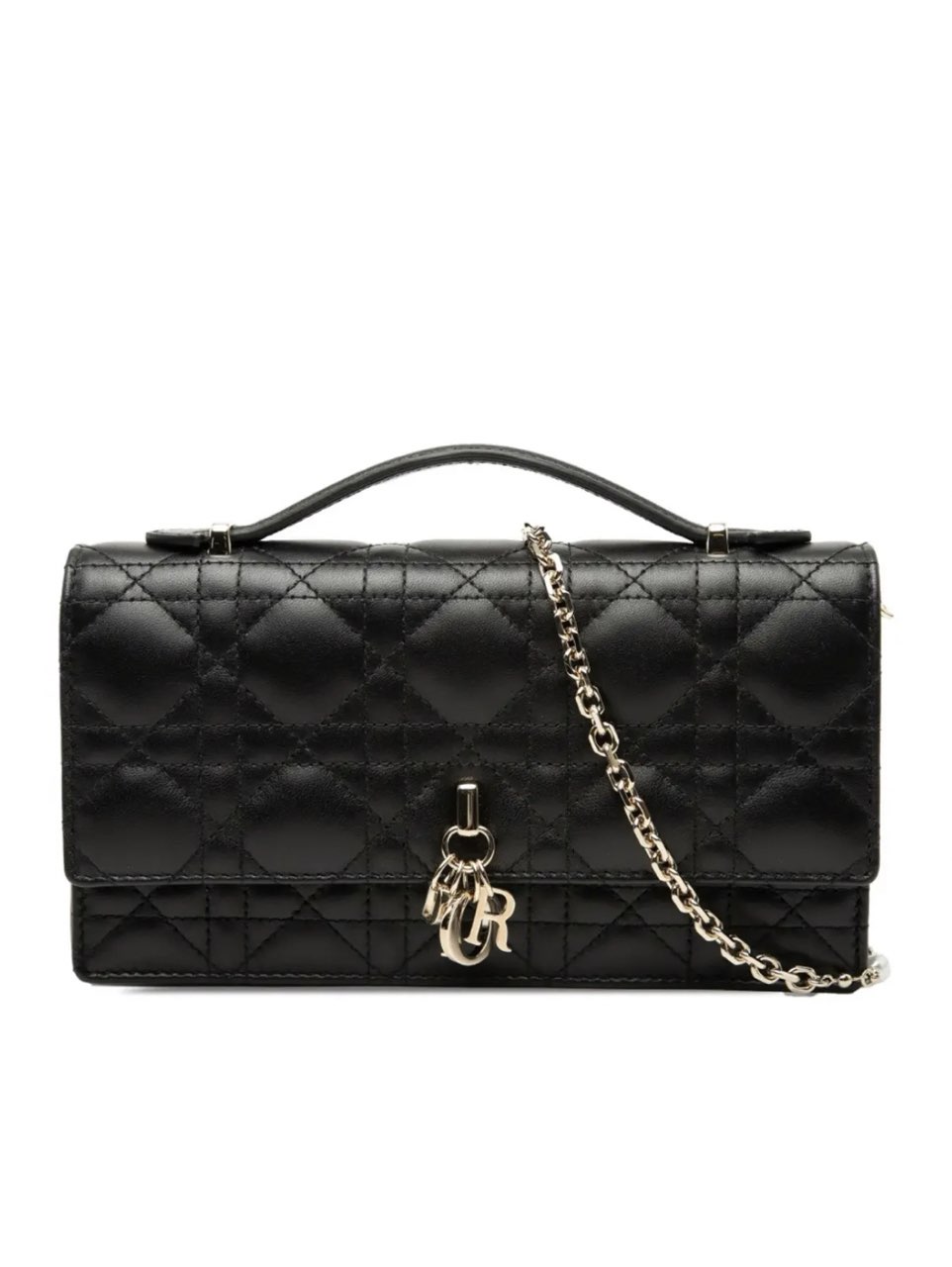 Black Quilted Dior Wallet on Chain