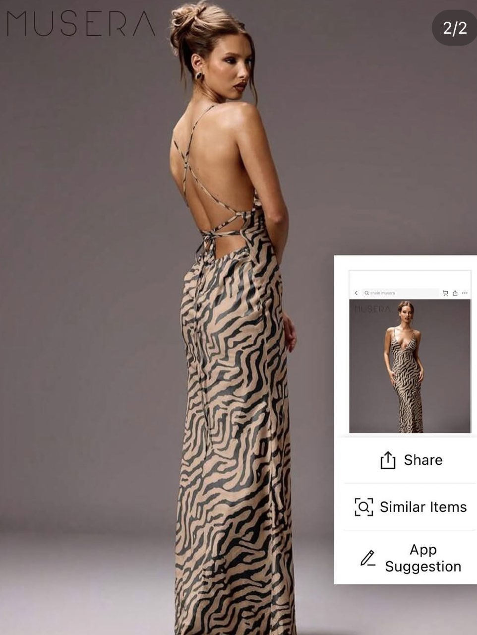 Zebra Print Deep V-Neck Maxi Dress
