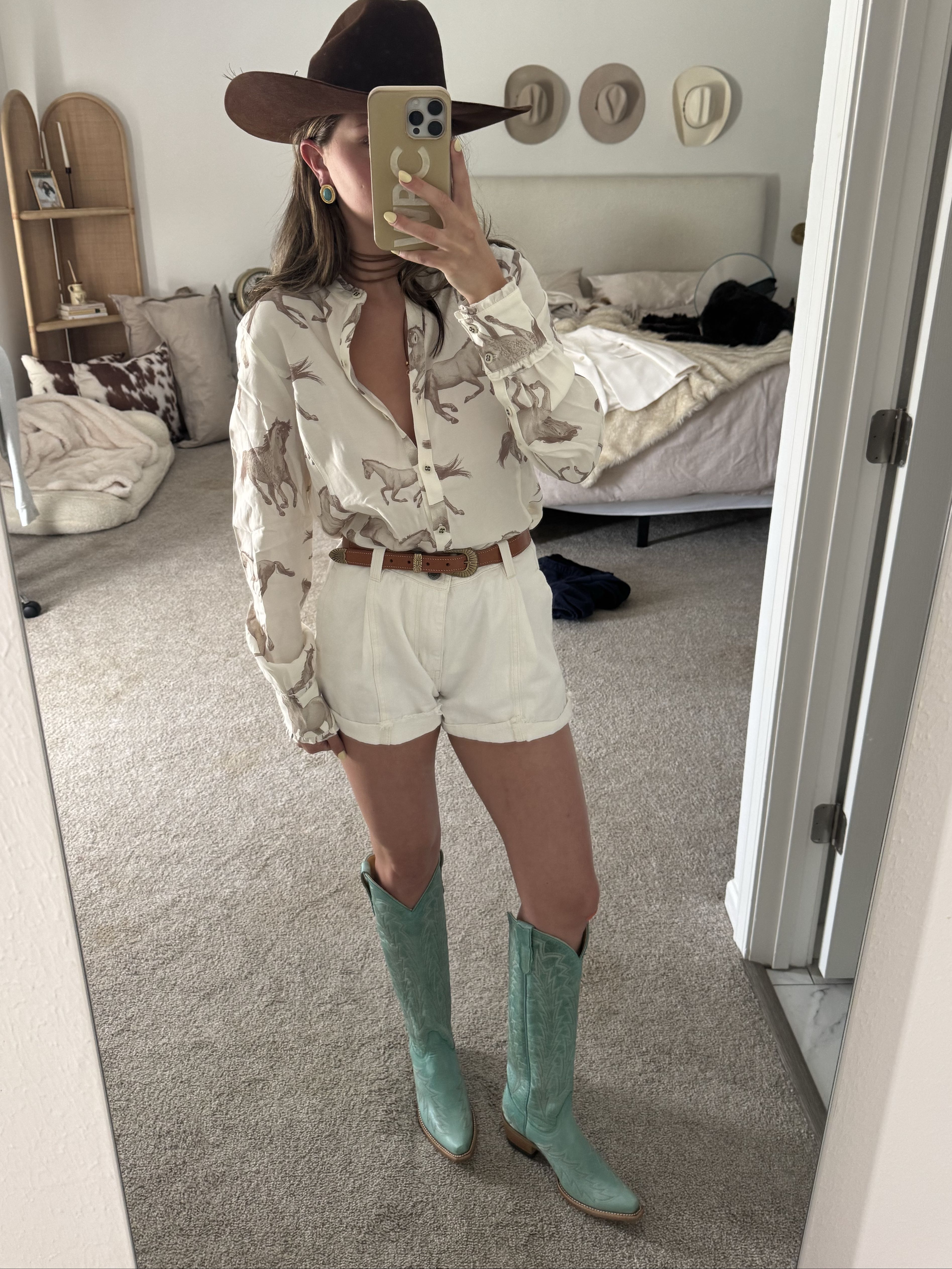 Turquoise Snip Toe Tall Cowboy Boots