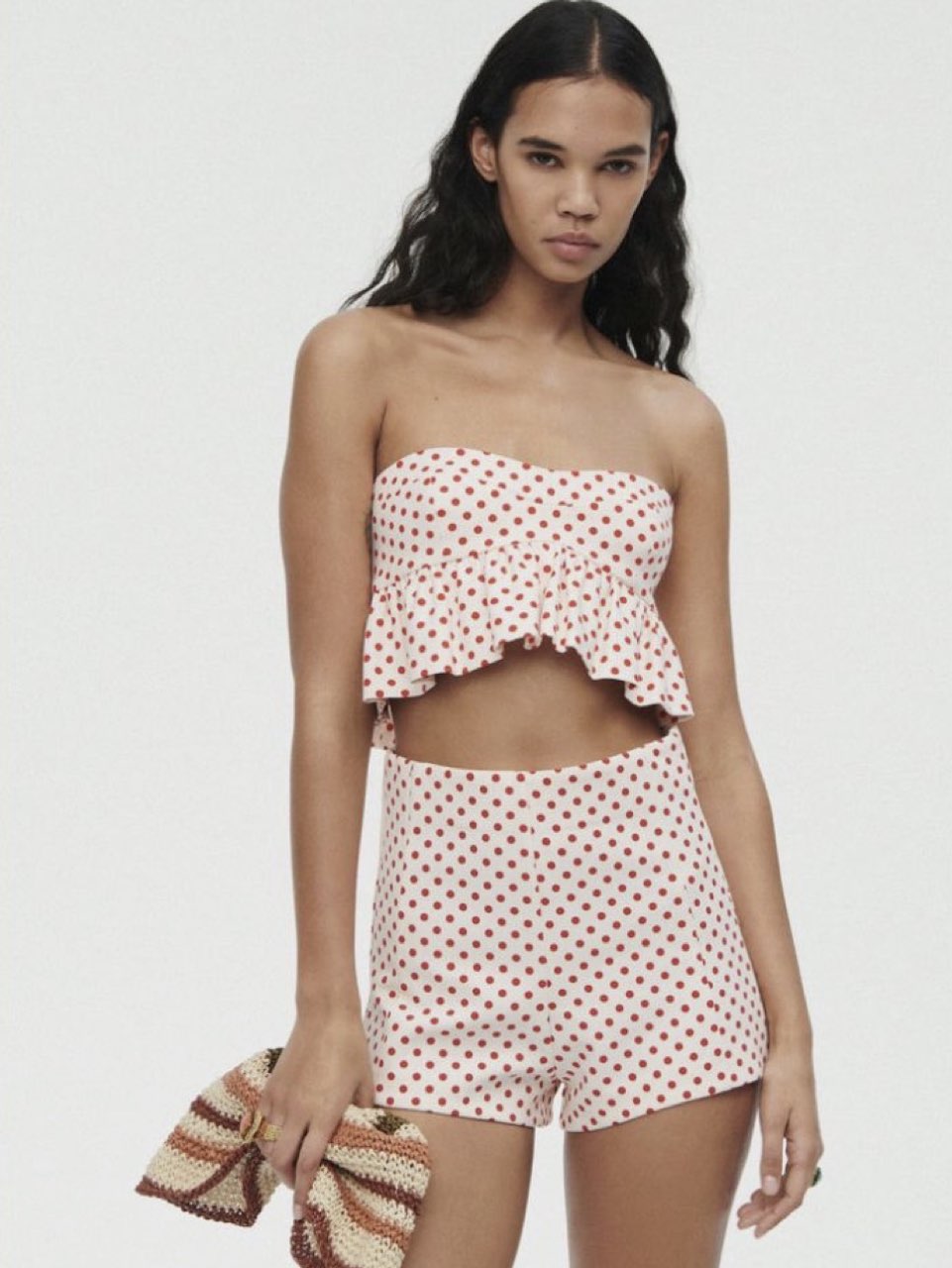 Red and white polka dot set