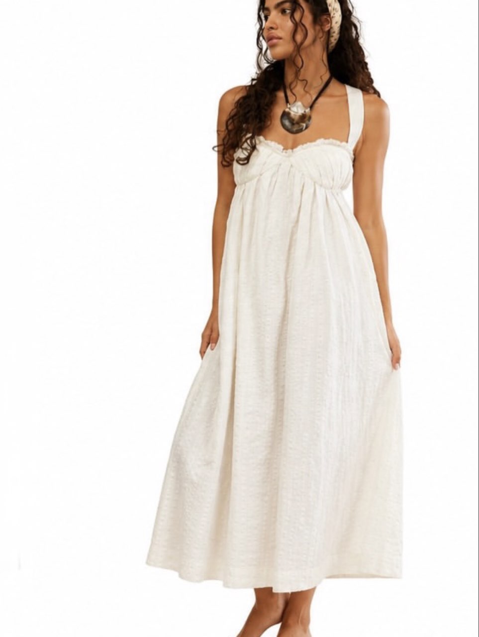 Ivory Strap Midi Dress