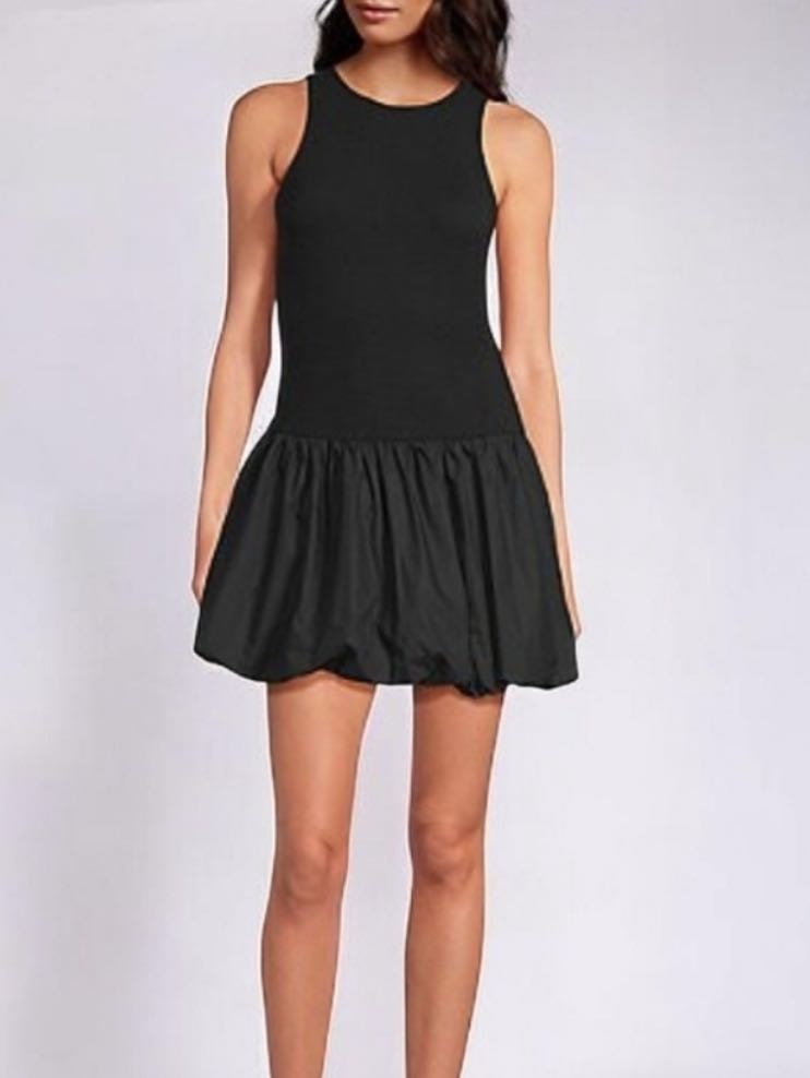 Black Bubble Hem Mini Dress