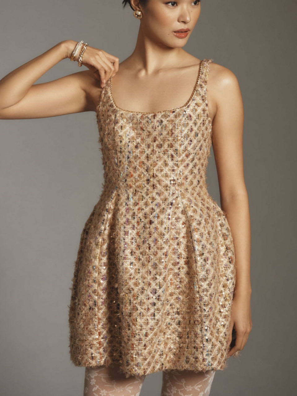 Tweed Fit and Flare Mini Dress