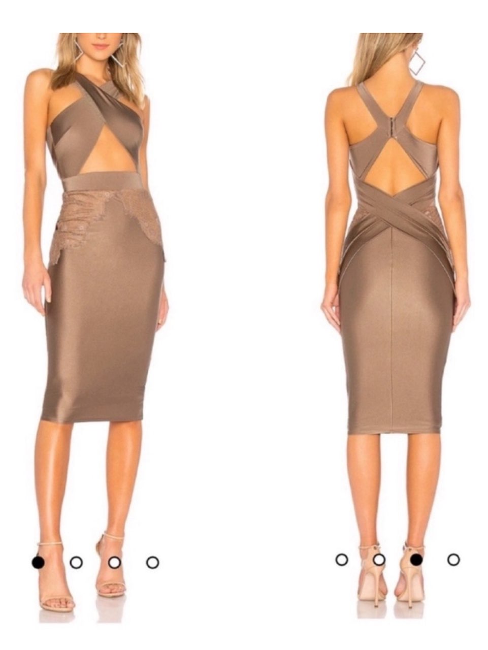 Taupe Cutout Bodycon Midi Dress