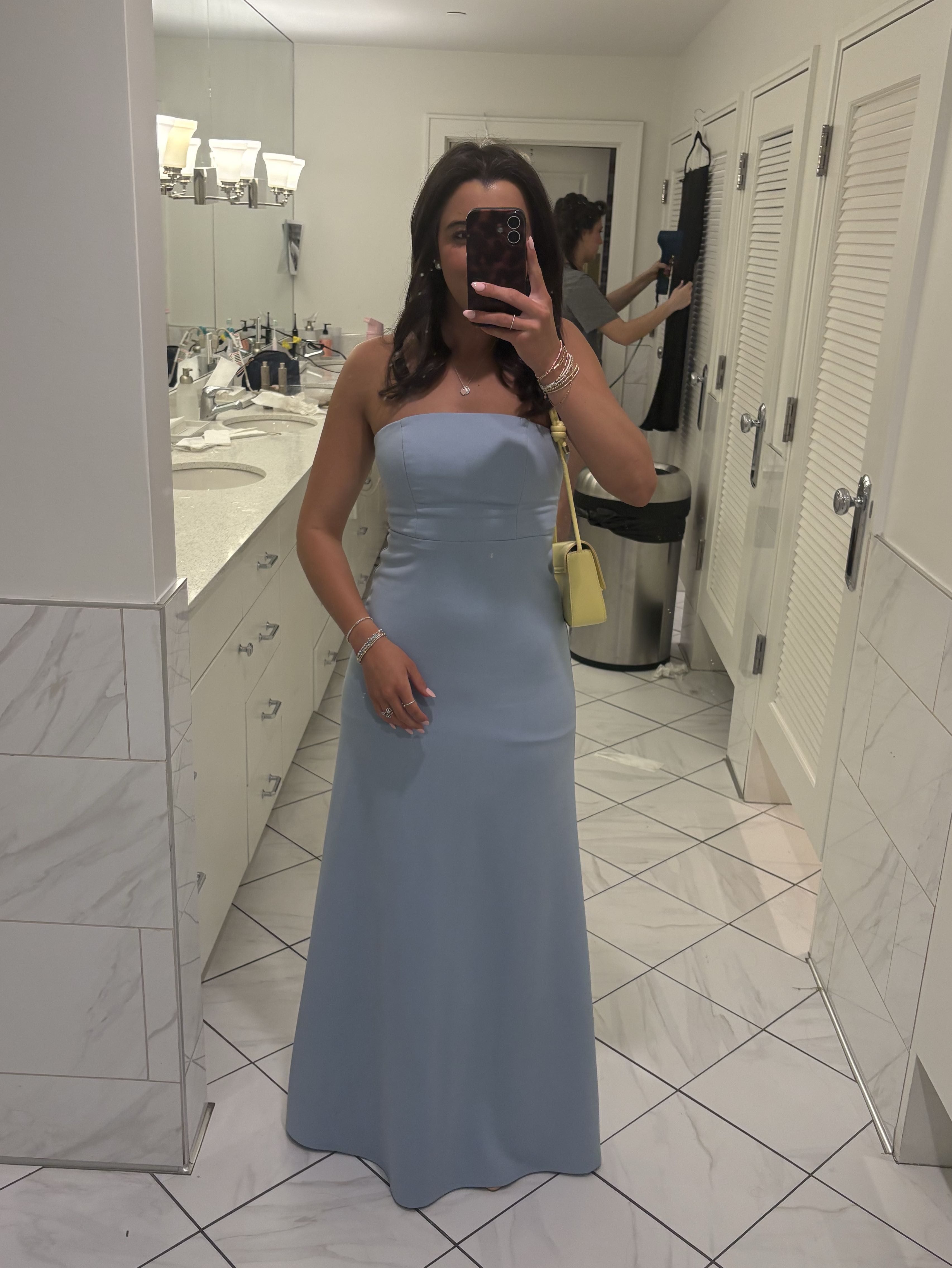 Light Blue Strapless Maxi Dress