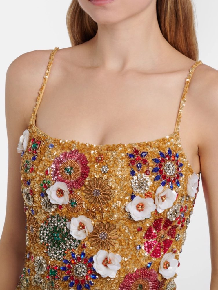 Embellished Floral Sequin Maxi Dress