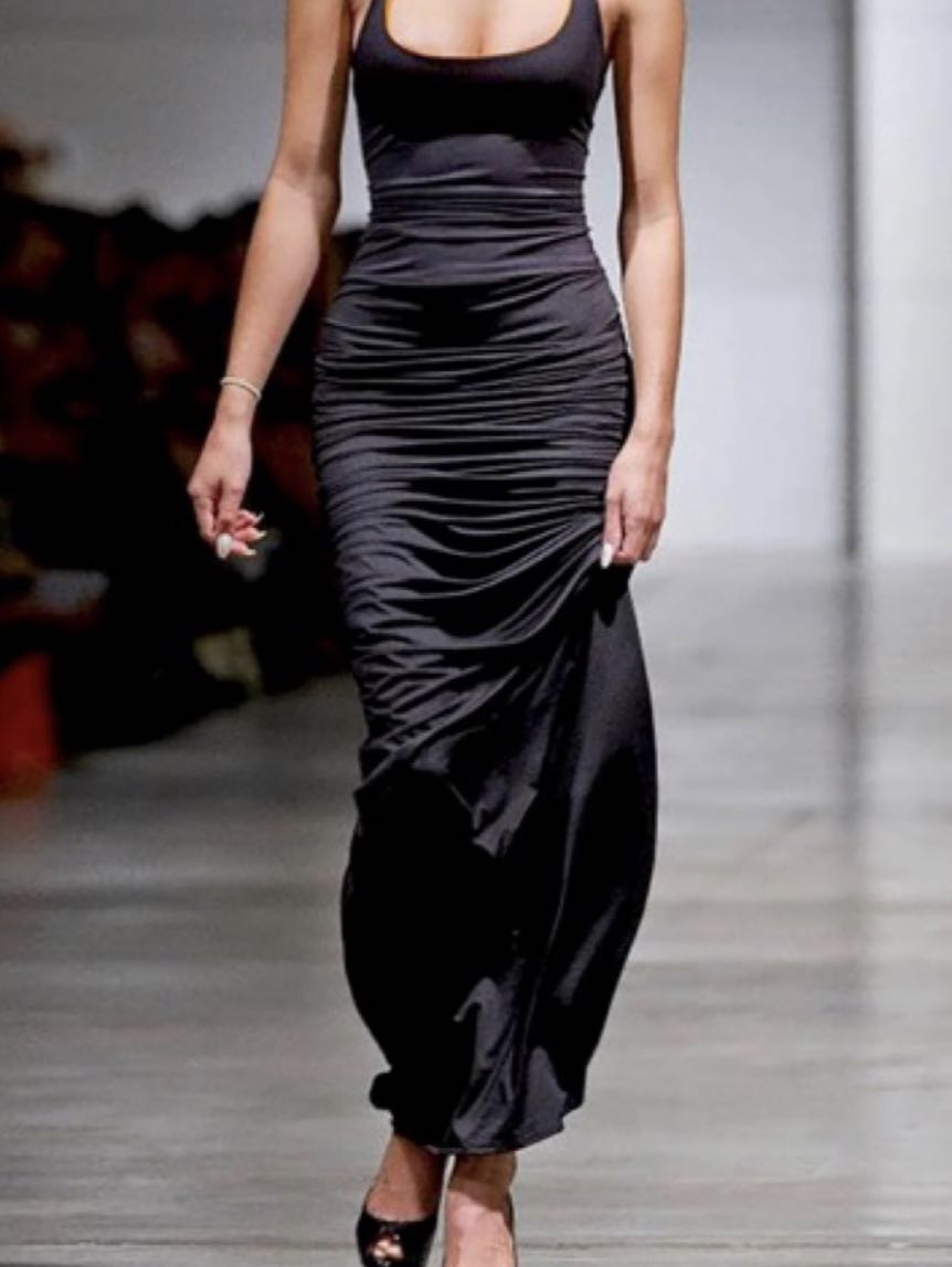 Black Ruched Maxi Dress