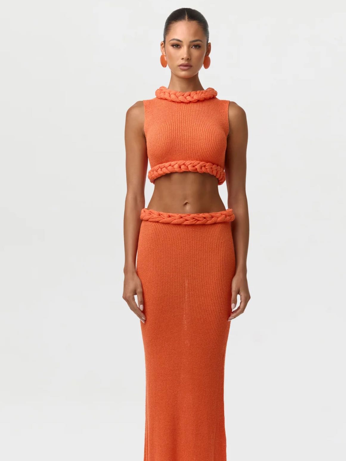 Orange Knitted Two-Piece Set