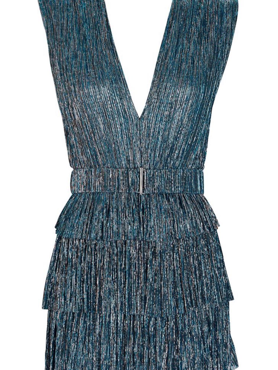 Sabina Musayev Skylar Metallic Tiered Mini Dress