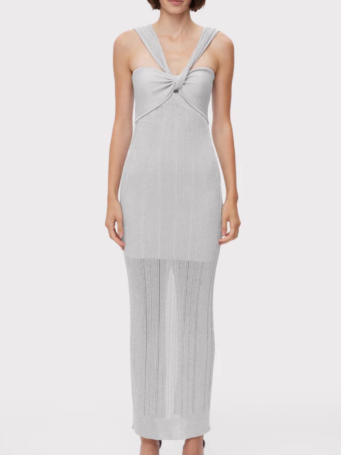 Hervé Léger Metallic Textured Rib Gown