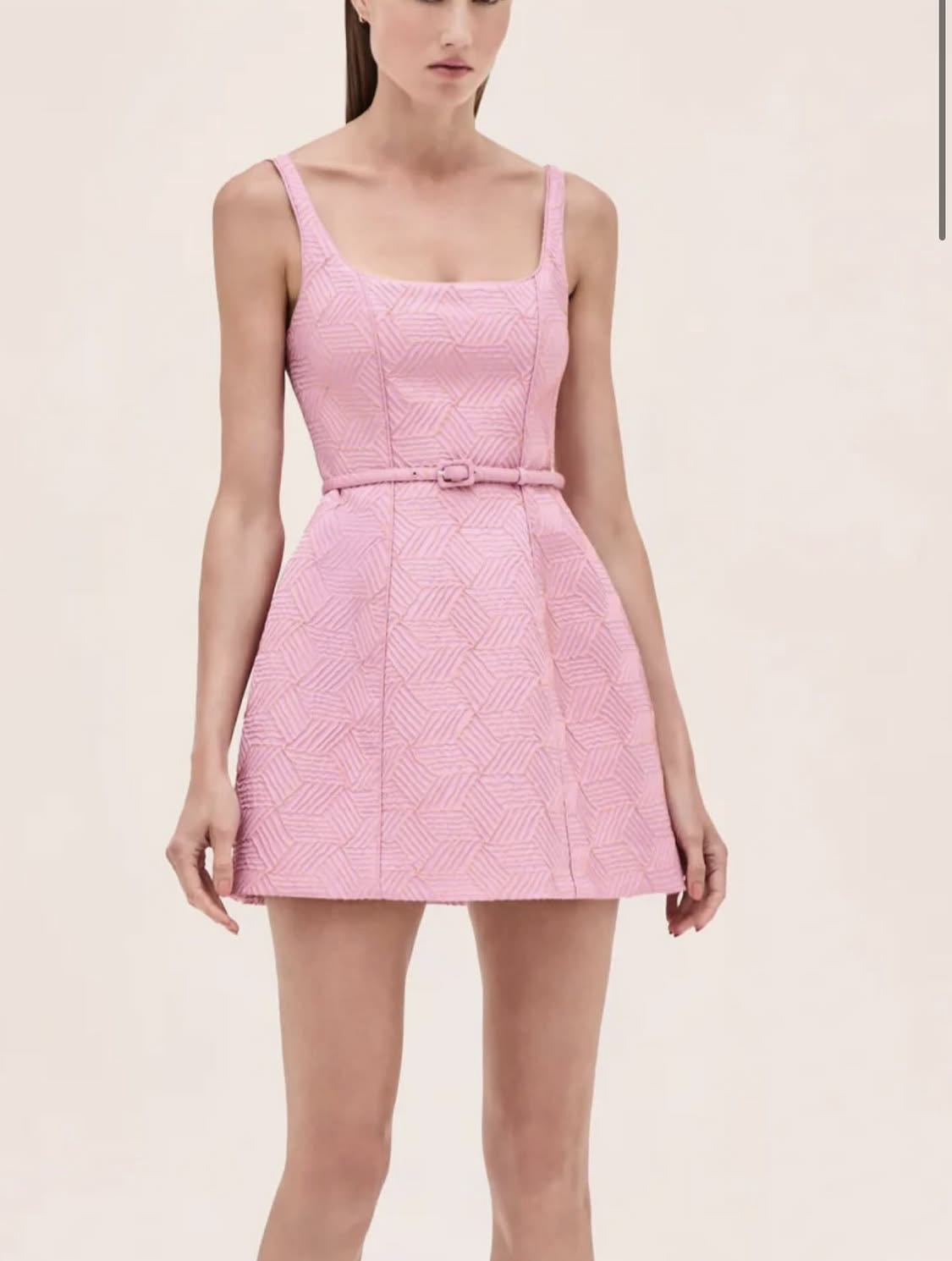 Pink Textured Mini Dress