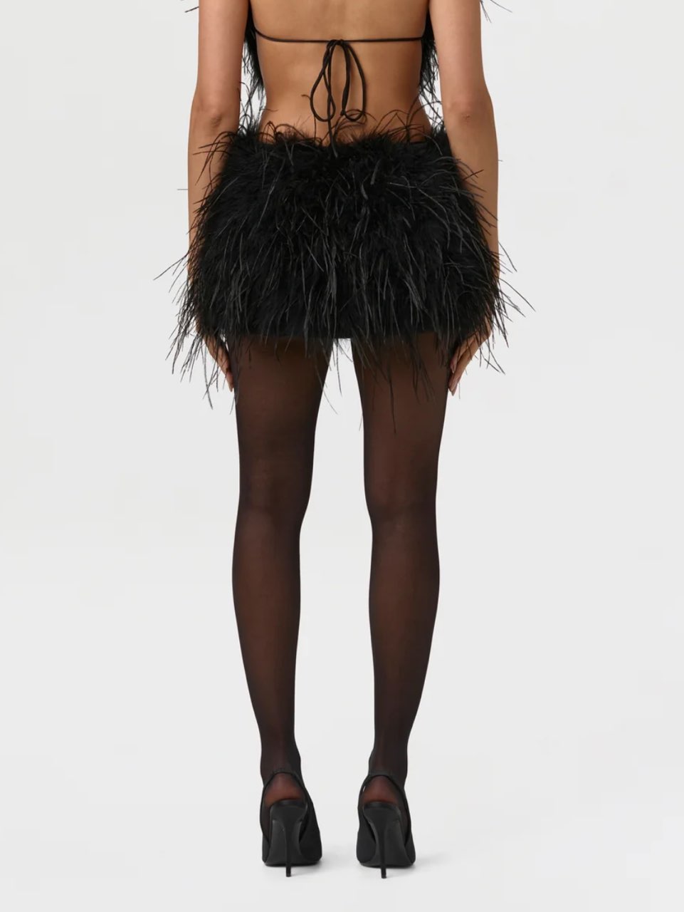Black Feather Mini Skirt