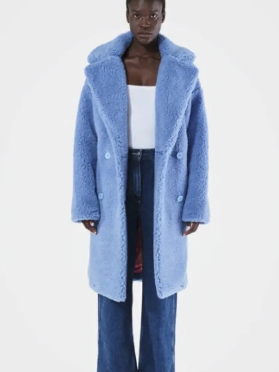 Sky Blue Faux Shearling Coat