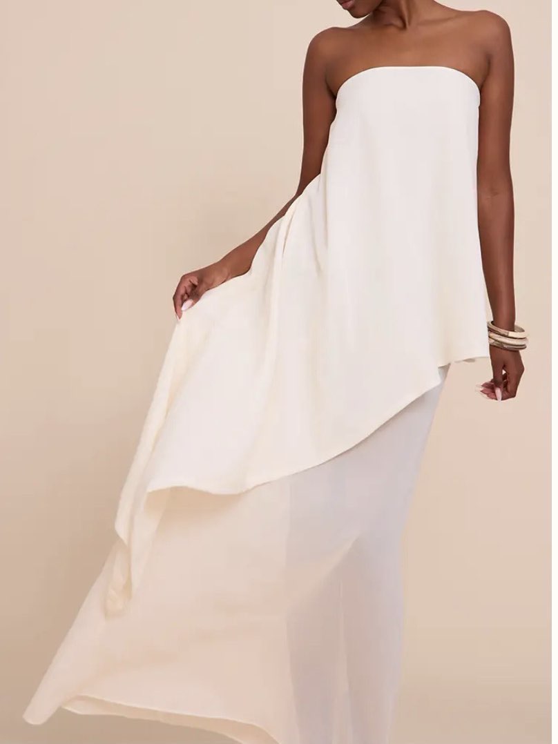 CHIFFON BANDEAU OVERLAY MAXI DRESS