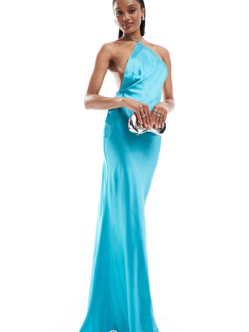Satin halter maxi dress