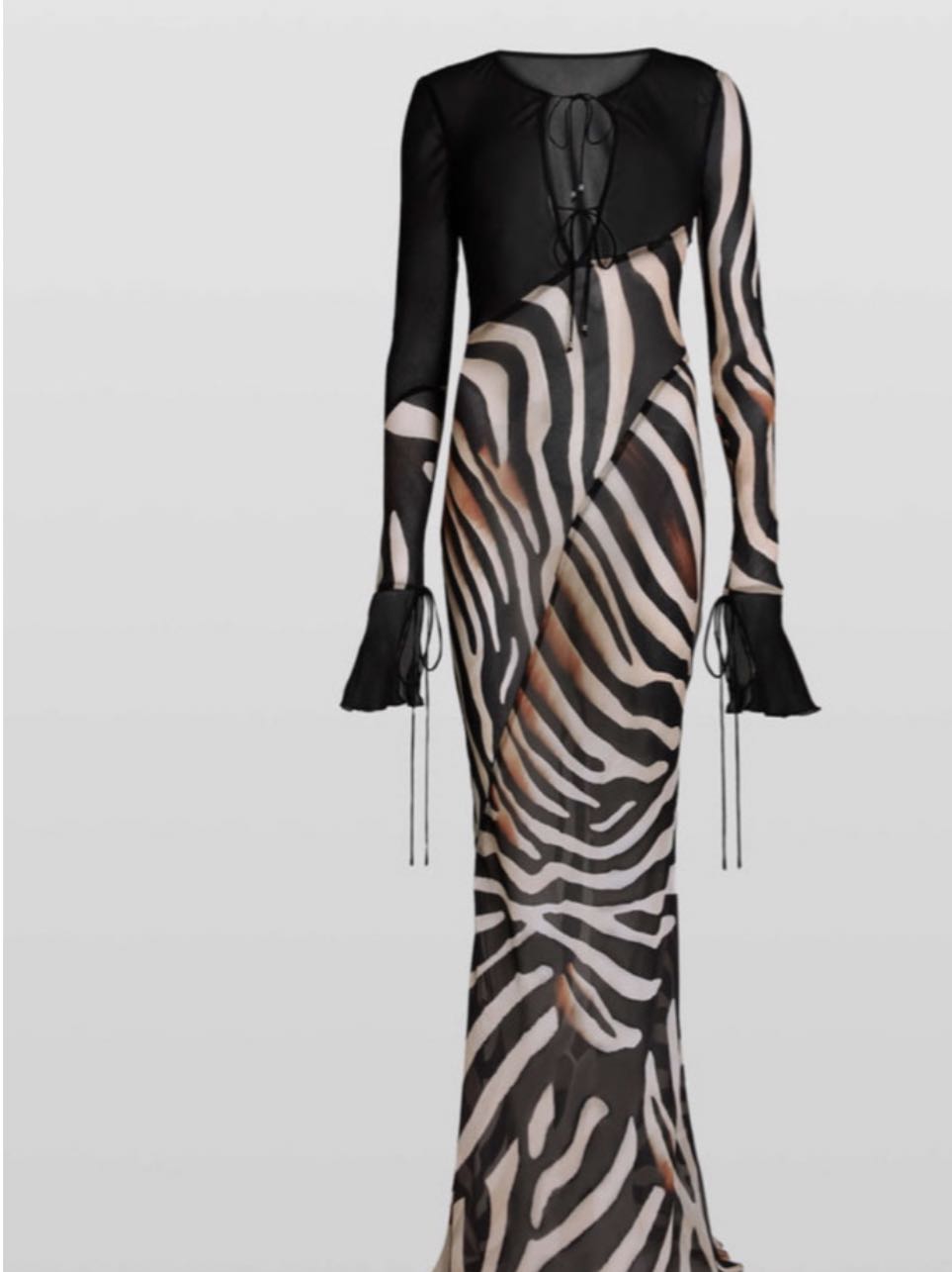 Zebra Print Mesh Maxi Dress