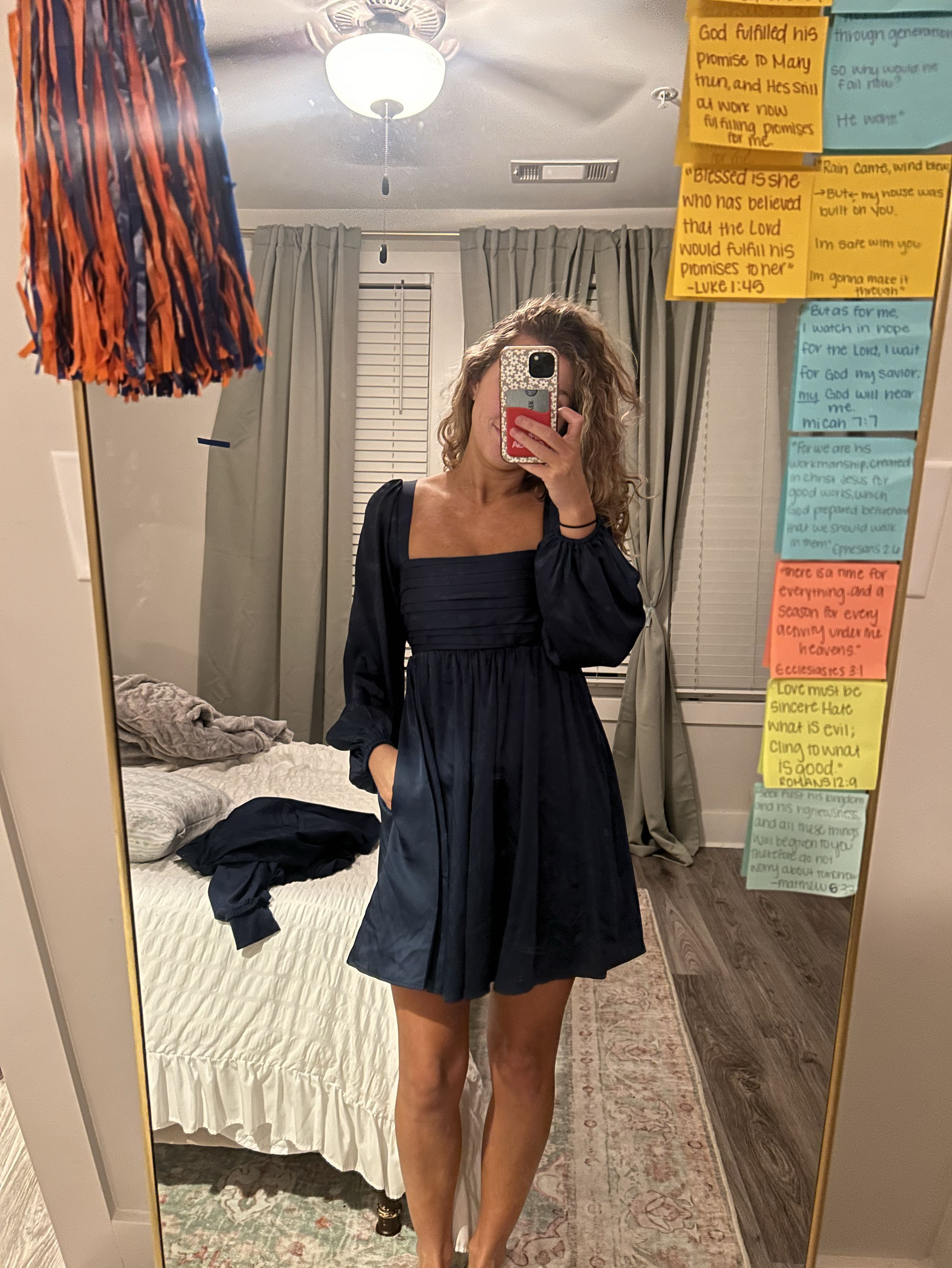 Navy Satin Mini Dress