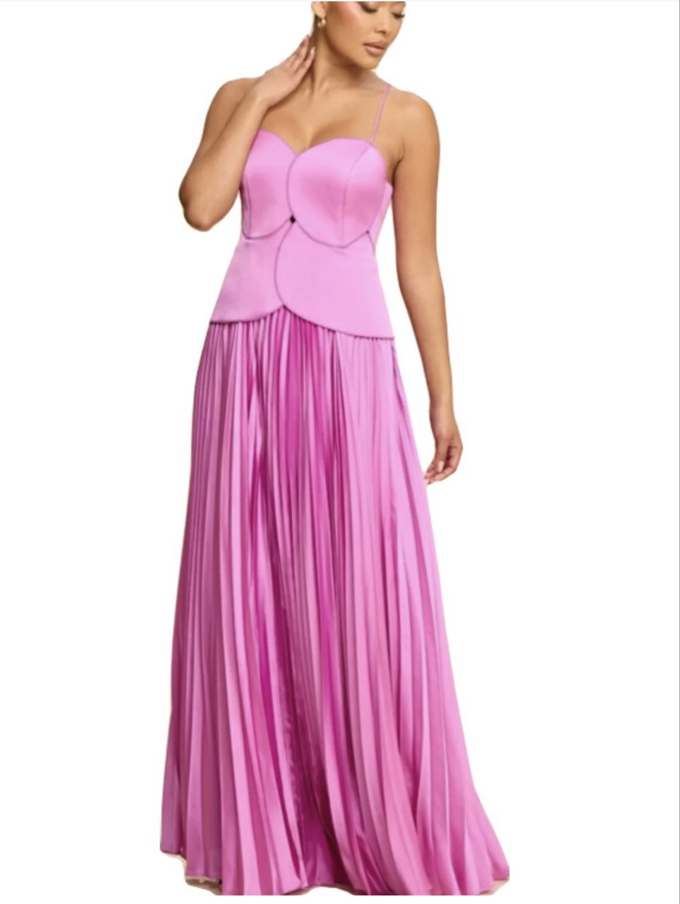 Pink Pleated Maxi Dress