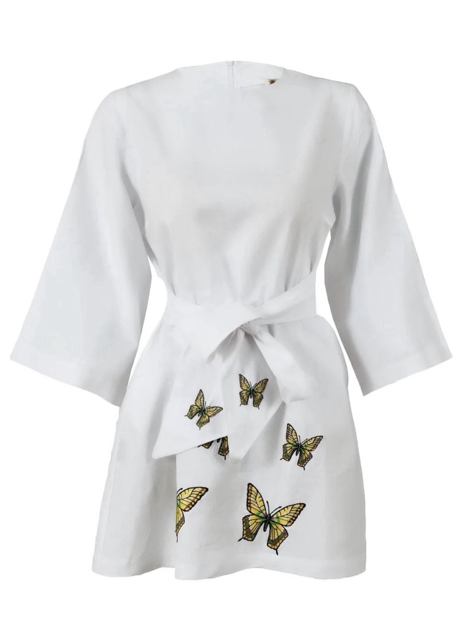 Fanm Mon White Butterfly Embroidered Mini Dress
