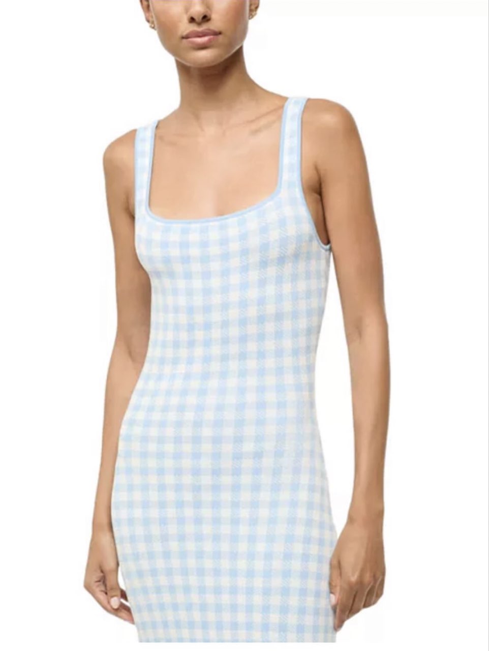 Blue Gingham Midi Dress