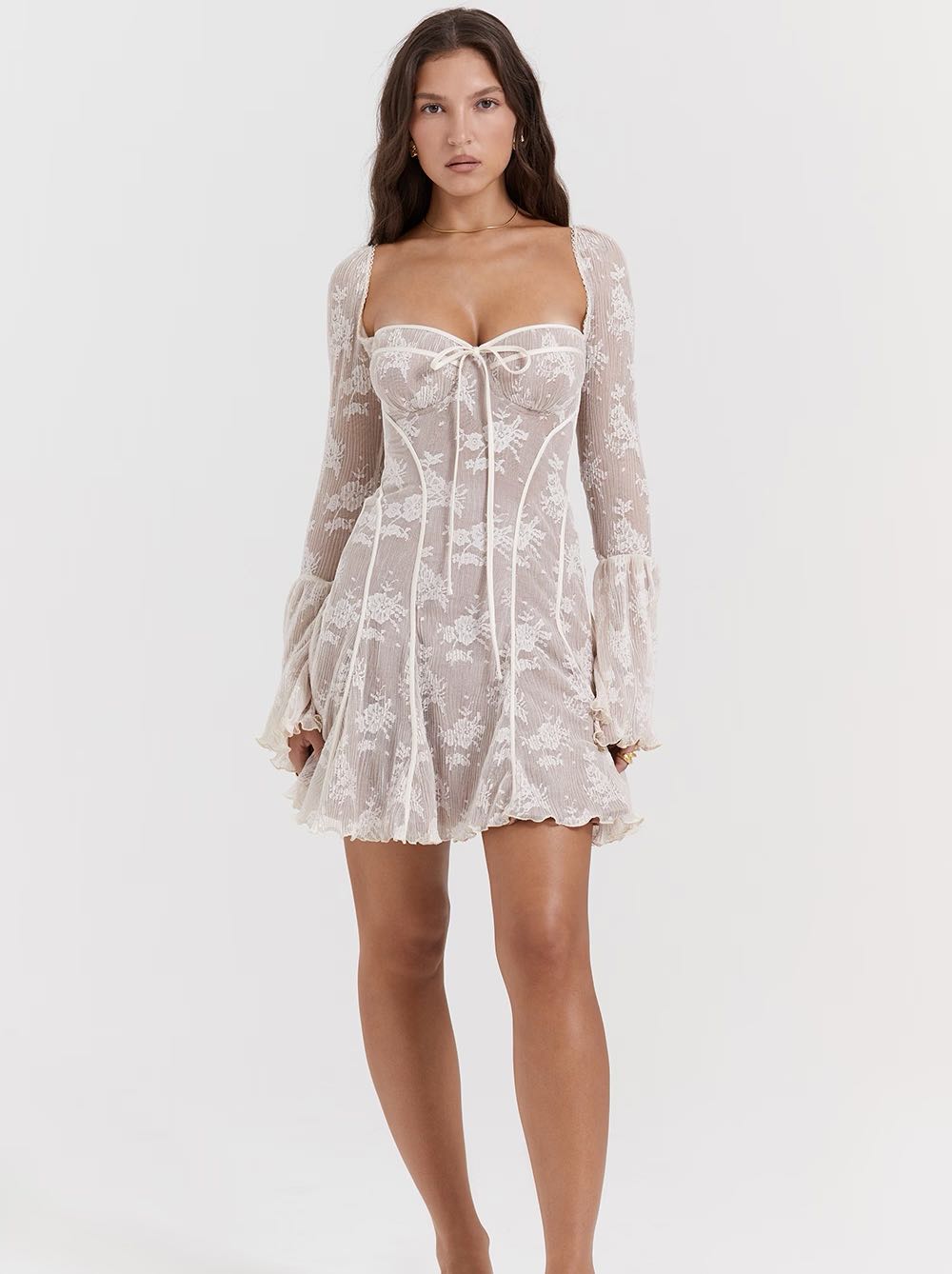 Sheer Lace Corset Dress