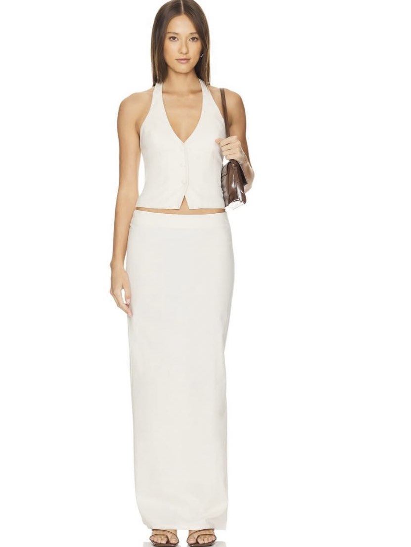 Cream Halter Vest Top & Maxi Skirt Set
