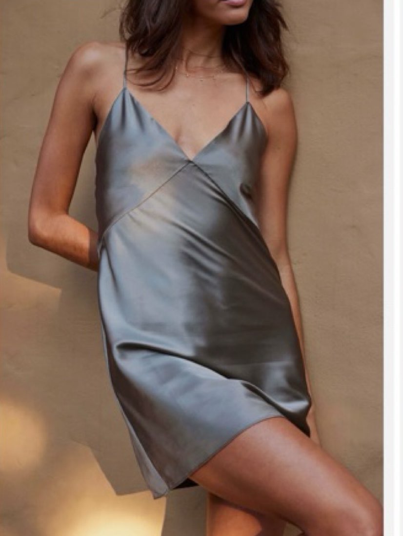 Olive Green Satin Slip Dress